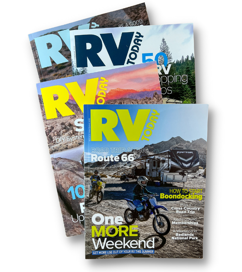 RV Today Magazine issues stacked