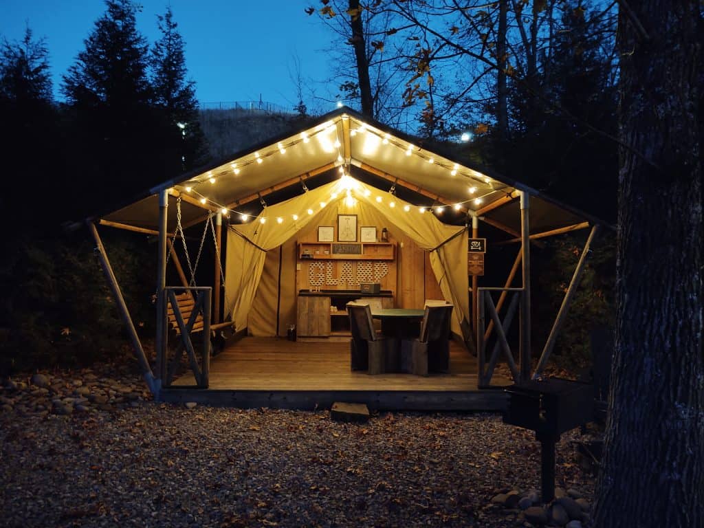Great Smoky Mountains camping in a glamping tent at Camp LeConte Luxury Outdoor Resort | Photo: Jamie May | RV Today