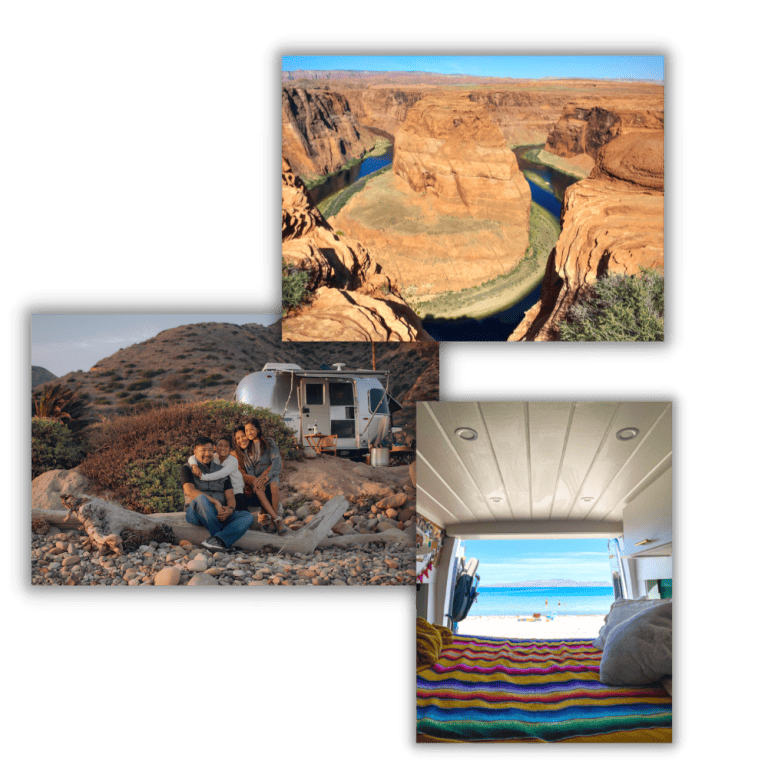Horseshoe Bend, family by Airstream, View from back of campervan out to the beach | RV Today