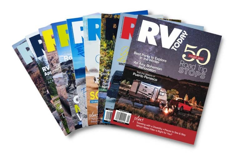 RV Today Magazine - Examples of all issues stacked together